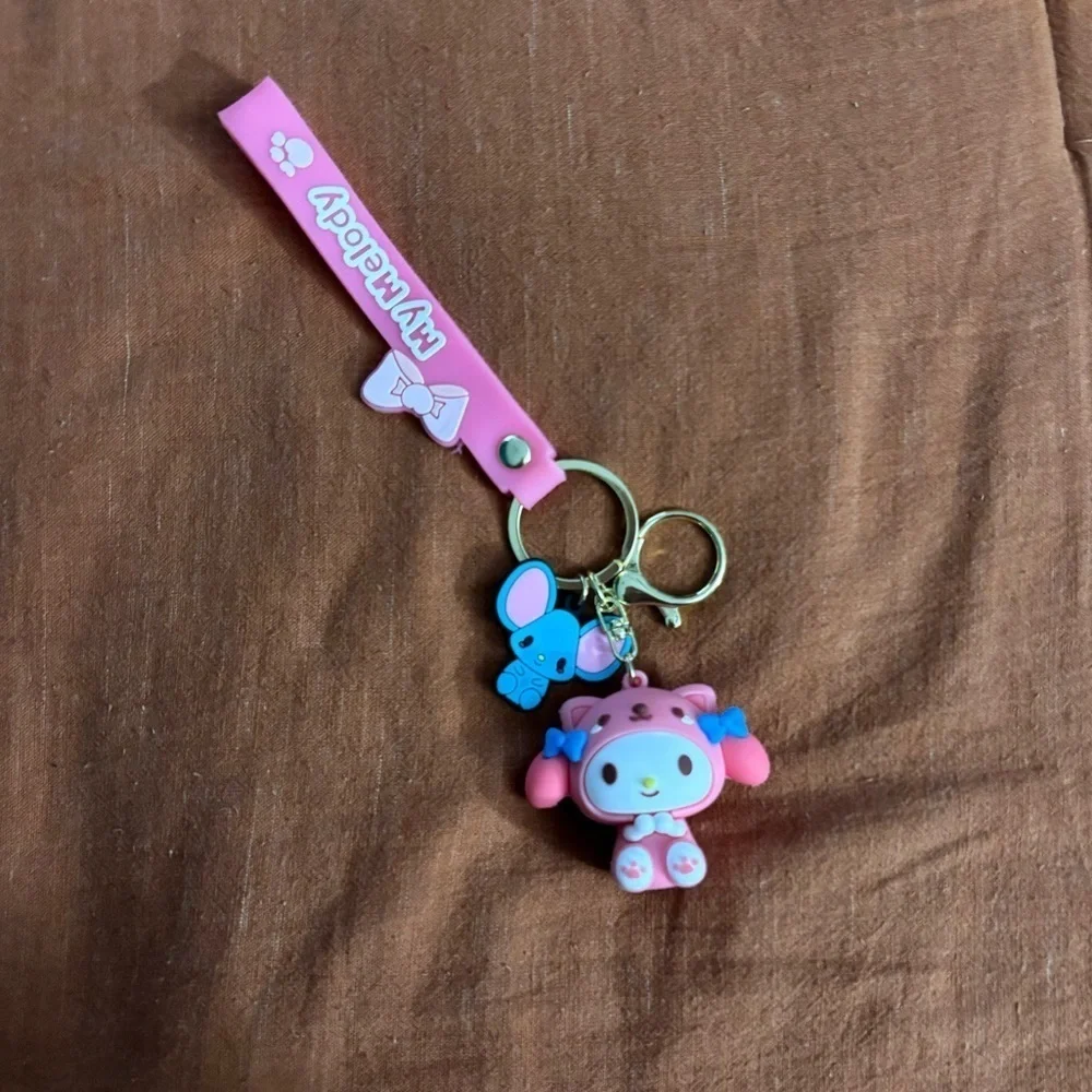 NWT Pink My Melody as a Bear Bunny Keychain | Blue BagClip